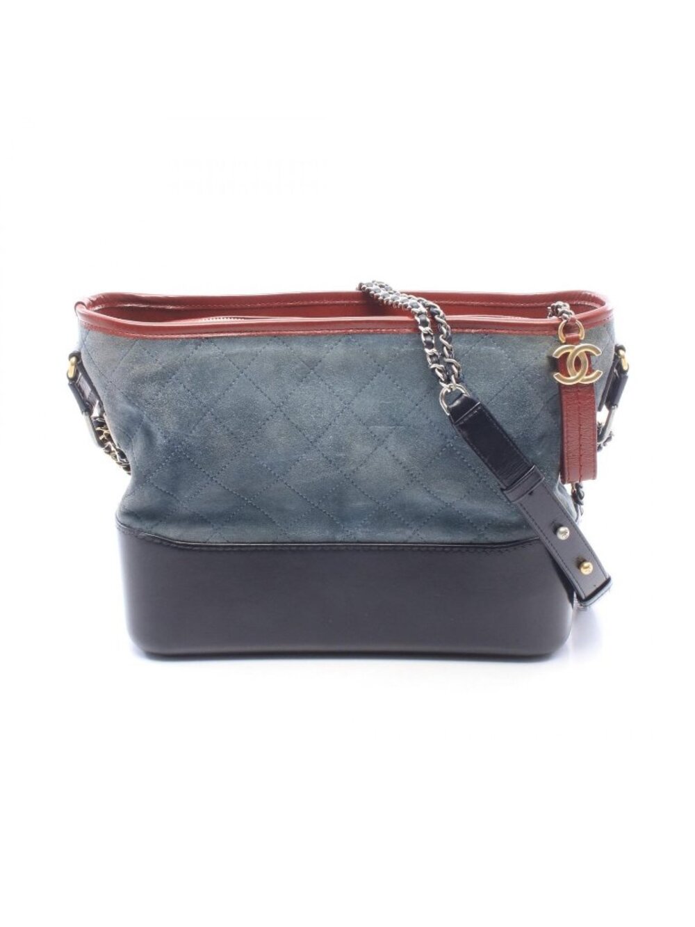 Chanel Shoulder Bag Gabrielle de Chanel Large Hobo Black Smoke Blue Suede